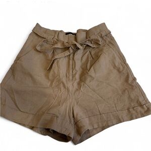 Express Linen Blend Tan High Waisted Shorts - Size 4